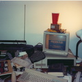 IBM XT Running Procomm Plus. My First Computer, with a boom box and a book of poetry.