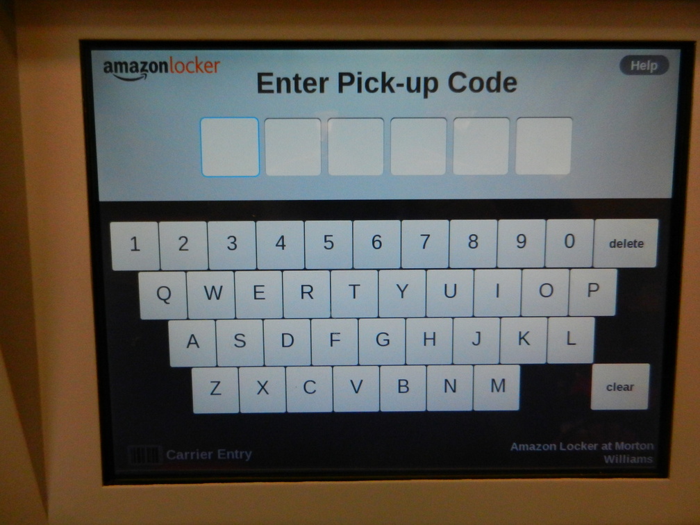 Amazon Locker: Enter Pick-up Code