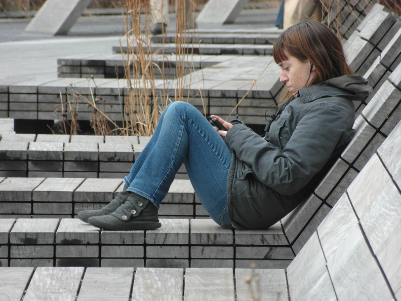 Texting at The High Line, Chelsea, NYC