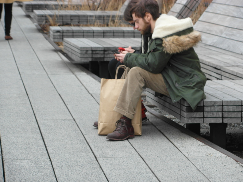 Texting at The High Line, Chelsea, NYC