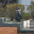 Man walking on a roof across The High Line, Chelsea, NYC