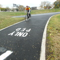 Bicyclists Get Right To Work Ignoring &quot;PED ONLY&quot; Signage at the new Rainey Park Bike Lane/Velodrome