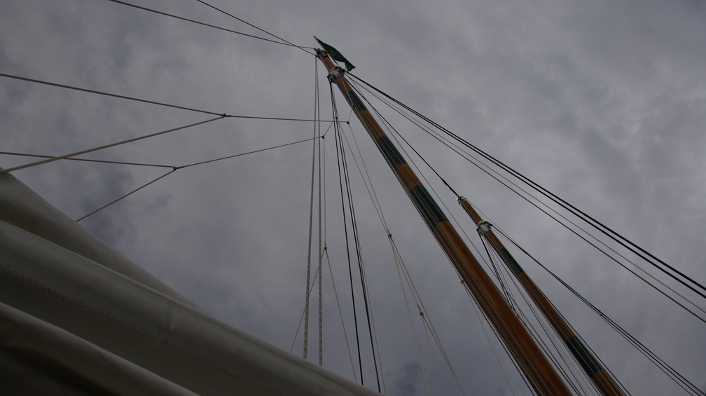 Clouds and light rain accompanied the early part of our sail