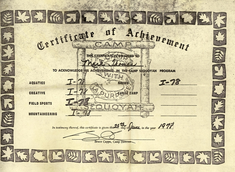 sequoyah certificate 1978