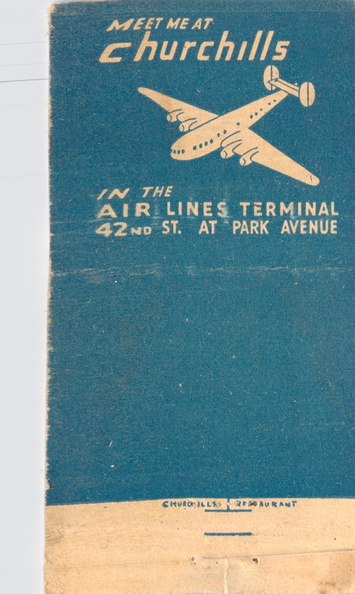 MUrray Hill 2-3920, Churchills Air Lines Terminal, 42nd St. at Park Avenue, NYC