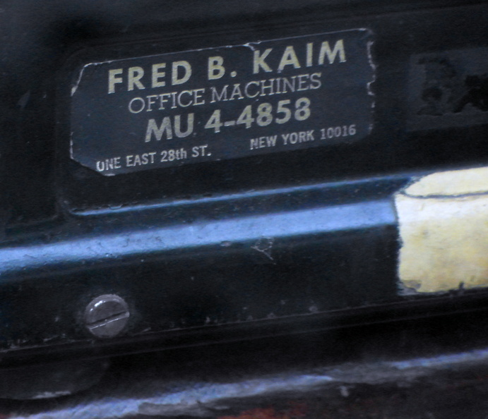 Fred B. Kaim Office Machines. MUrray Hill 4-4858.