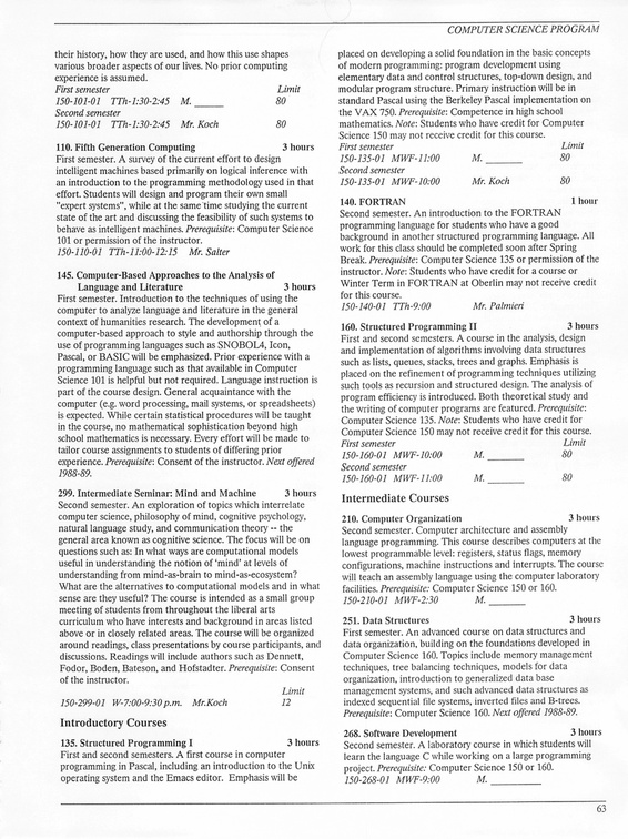 Oberlin College Course Catalog 1987 066