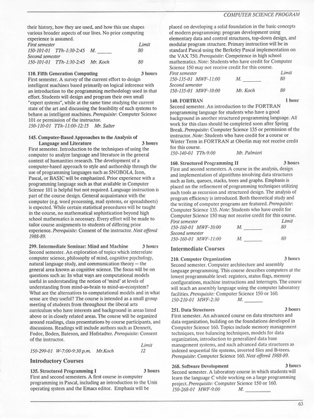 Oberlin College Course Catalog 1987 066