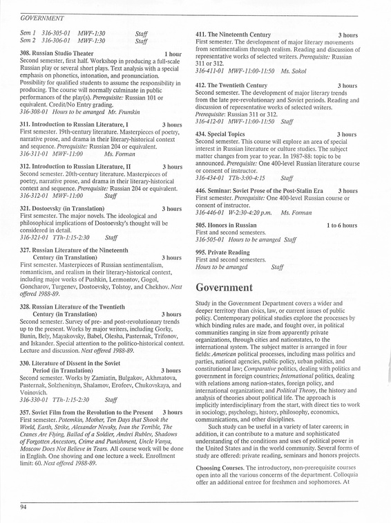 Oberlin College Course Catalog 1987 097