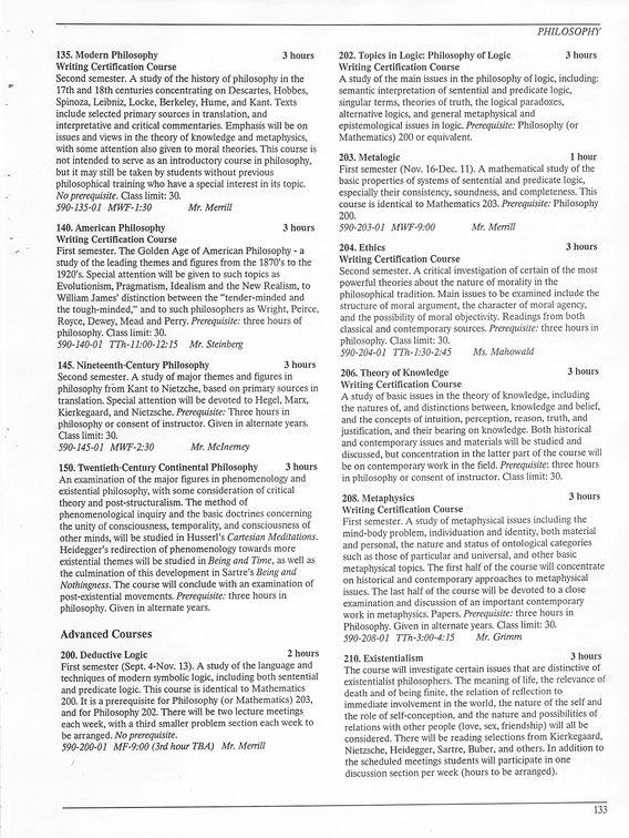 Oberlin College Course Catalog 1987 136