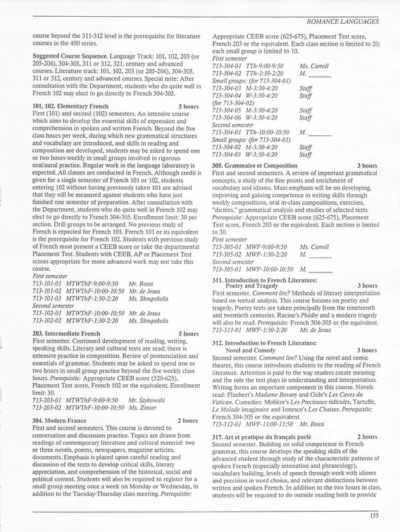 Oberlin College Course Catalog 1987 158