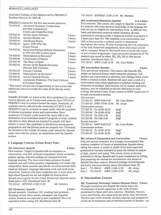 Oberlin College Course Catalog 1987 163