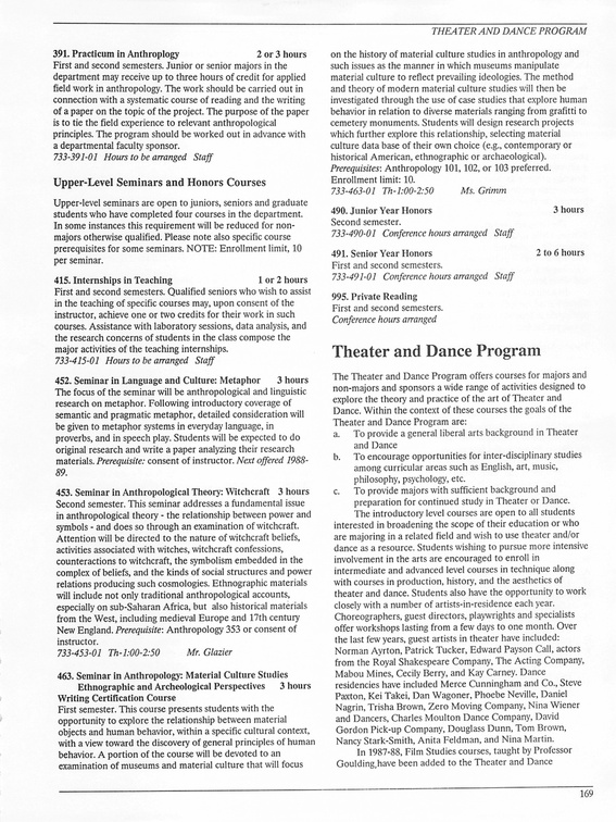 Oberlin College Course Catalog 1987 172