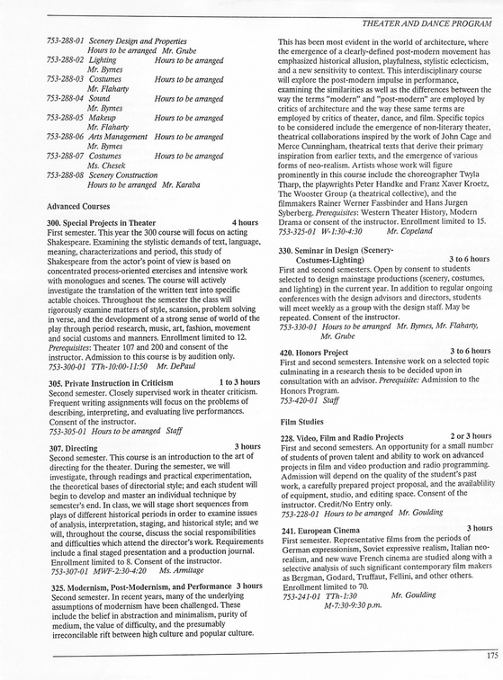 Oberlin College Course Catalog 1987 178