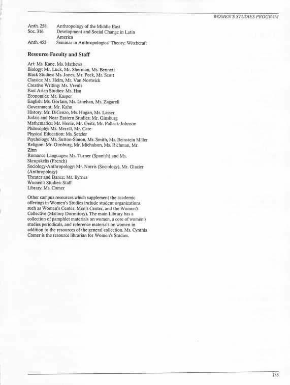 Oberlin College Course Catalog 1987 188