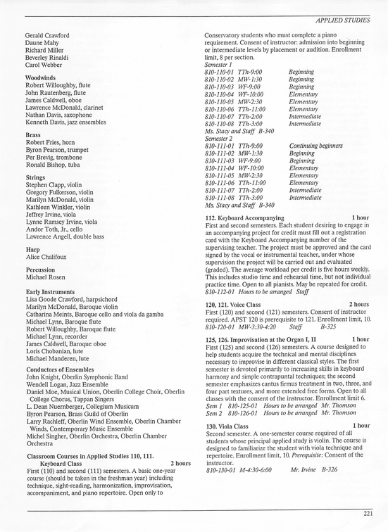 Oberlin College Course Catalog 1987 224