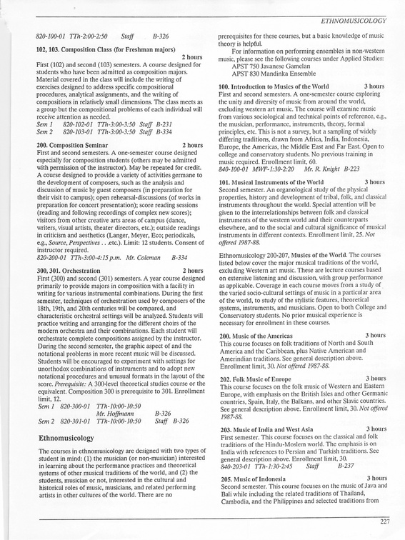 Oberlin College Course Catalog 1987 230