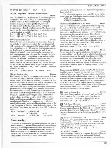 Oberlin College Course Catalog 1987 230