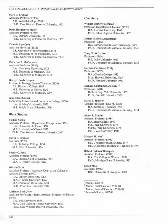 Oberlin College Course Catalog 1987 249