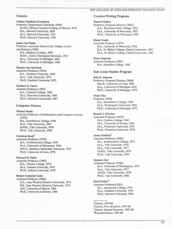 Oberlin College Course Catalog 1987 250