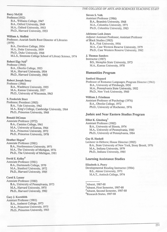 Oberlin College Course Catalog 1987 254