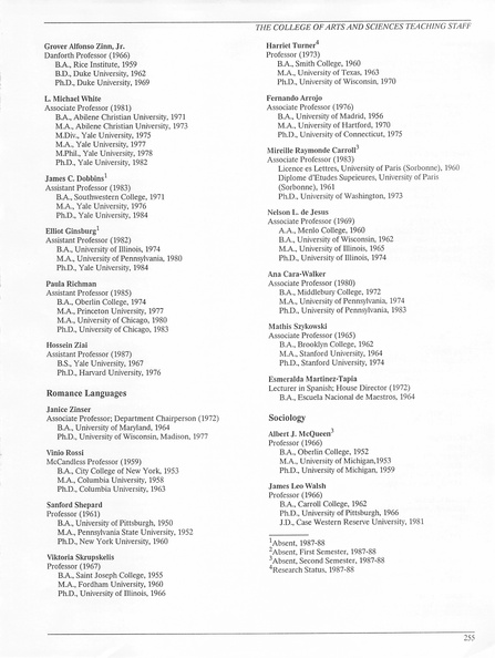 Oberlin College Course Catalog 1987 258