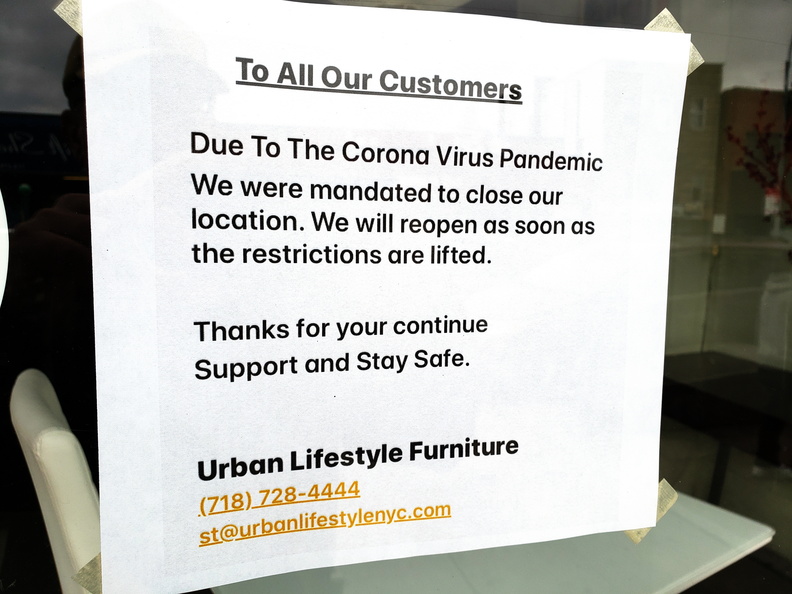 Corona Closure Signs, NYC, March and April, 2020