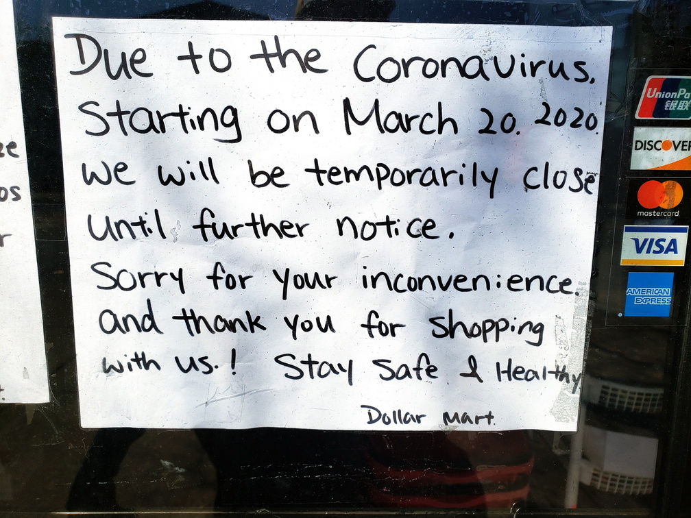 Corona Closure Signs, NYC, March and April, 2020