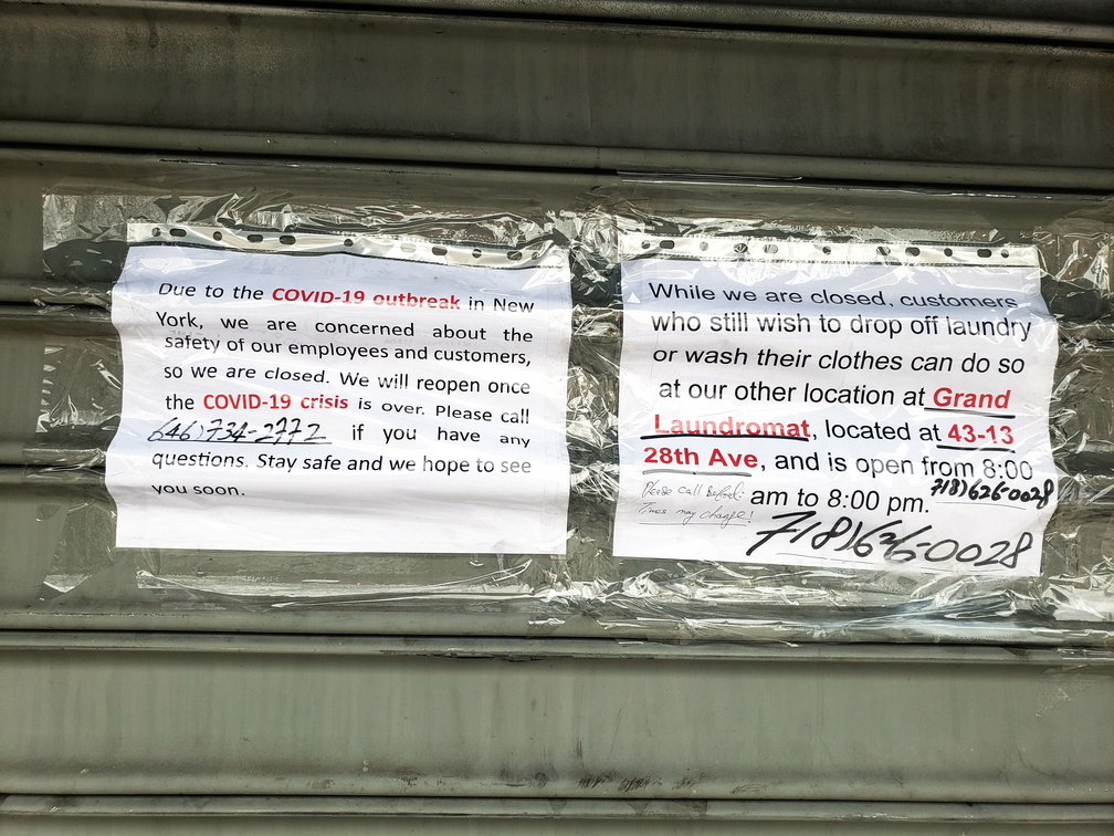 Corona Closure Signs, NYC, March and April, 2020