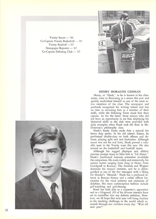 The 1967 GRYTTE. The Browning School Yearbook.