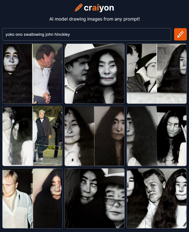 craiyon 185945 yoko ono swallowing john hinckley