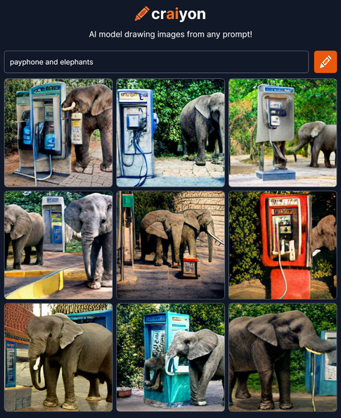 craiyon 185958 payphone and elephants