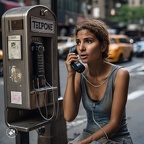 Derelict-unsheltered-woman-talking-on-a-New-York-City-payphone-branded-WSBJ.com,-outside-the-New-York-Times-Building-in-Manhattan,-roaches-crawling-on-her-hands,-4k-photo-quality (7)