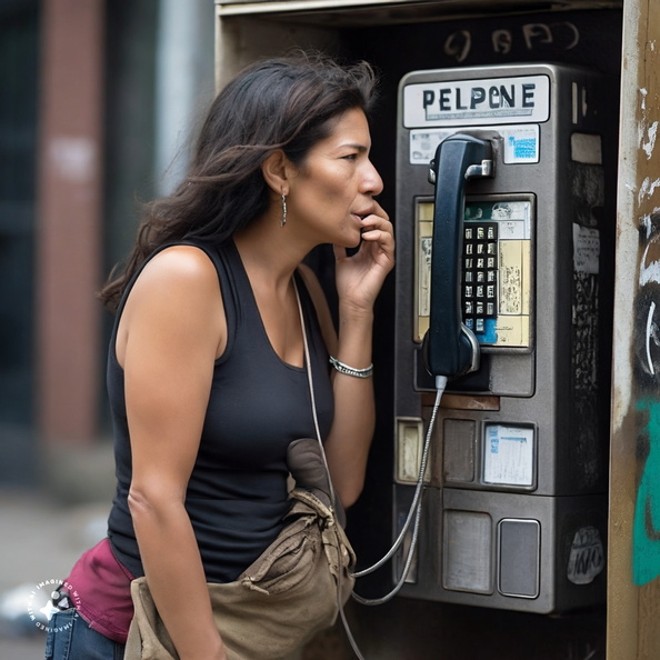 Derelict-unsheltered-woman-talking-on-a-New-York-City-payphone-branded-WSBJ.com,-on-the-Grand-Concourse-in-the-Bronx,-4k-photo-quality (1)