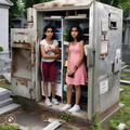 Teenage-girls-living-inside-mausoleums-that-are-actually-refrigerators-and-freezers-at-Old-Calvary-Cemetery-in-Queens,-New-York.