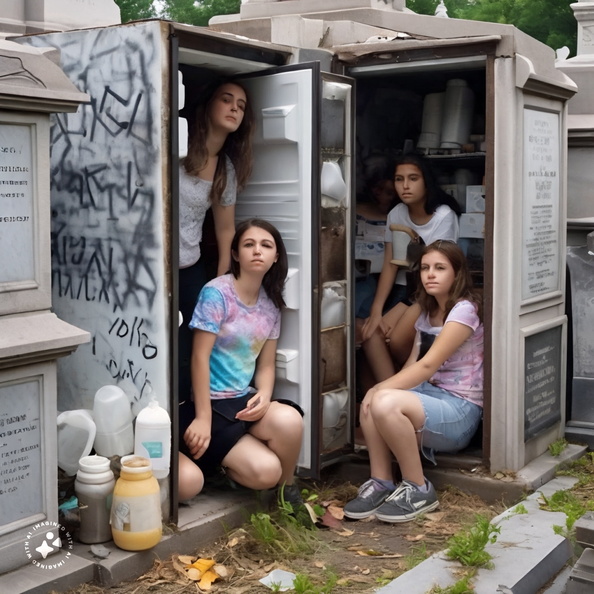 Teenage-girls-living-inside-mausoleums-that-are-actually-refrigerators-and-freezers-at-Old-Calvary-Cemetery-in-Queens,-New-York. (3)