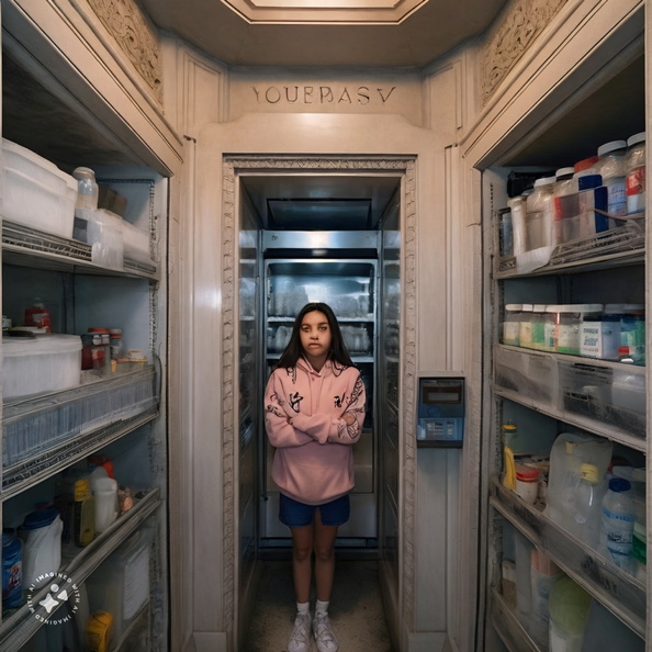 Teenage-girl-living-inside-a-family-mausoleum-at-Old-Calvary-Cemetery-in-Queens,-New-York.-Her-mausoleum-niche-is-actually-a-freezer.