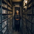 photojournalism-quality-photo-of-a-nondescript-woman-living-inside-her-family's-community-mausoleum-crypt-at-the-St.-Michael's-cemetery-in-Astoria,-Queens,-where-she-was-born-and-raised-and-spent-her-entire-life-in-a-solitary