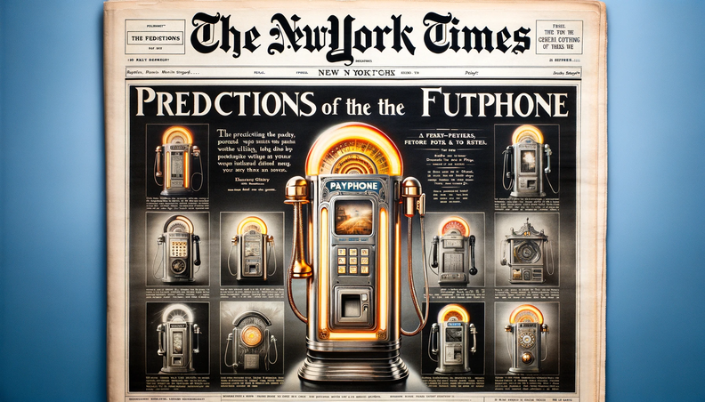 DALL·E 2023-12-18 17.23.27 - A 1920s themed front page of the New York Times newspaper, complete with vintage fonts and design. The main headline focuses on 'Predictions of the Fu