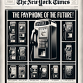 DALL·E 2023-12-18 17.25.15 - A 1920s-style front page of the New York Times newspaper, designed in black and white to capture the era's aesthetic. The headline reads, 'The Payphon