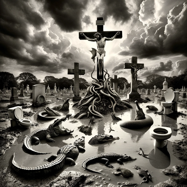 DALL·E 2023-12-20 20.14.20 - An image in the style of 1940s Frank Capra, reflecting ultra-quality photojournalism, depicts a surreal and intense scene at Old Calvary Cemetery in N