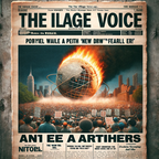 DALL·E 2023-12-21 18.51.36 - An image designed to resemble the front page of the Village Voice newspaper from the 1980s, featuring a dramatic headline and a photograph. The headli