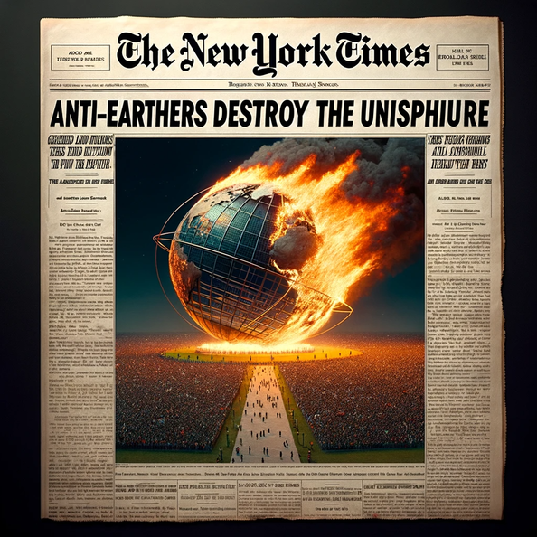 DALL·E 2023-12-21 19.04.57 - An image replicating the front page of The New York Times from the 1980s, focusing exclusively on a dramatic, fictional event. The page features a hig