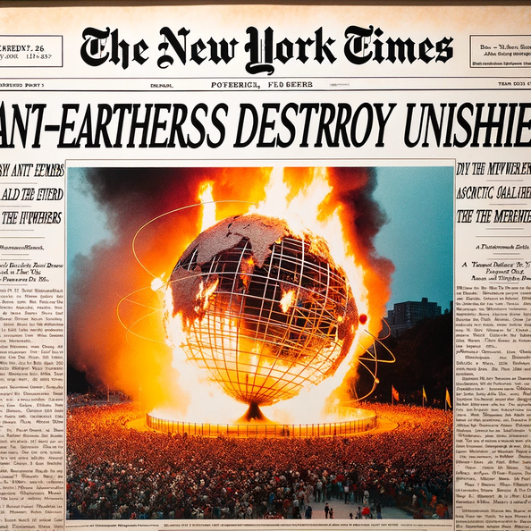 DALL·E 2023-12-21 19.05.43 - An image emulating the front page of The New York Times from the 1980s, with a focus on a dramatic fictional event. The page features a high-definitio