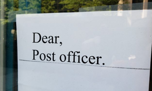 Dear, comma, Post officer. Period.