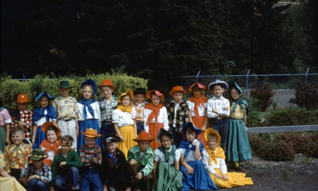 Kids with hats. Most of them, at least. 1970s, I think. Kodachrome.