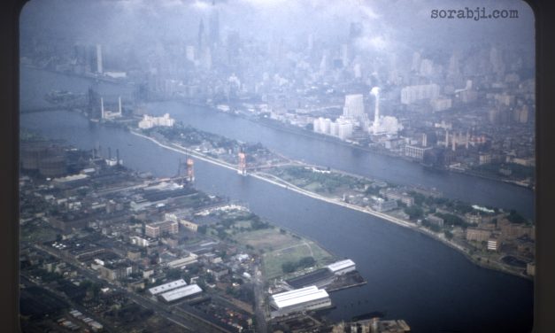 1954 Kodachrome Slide: Astoria, Welfare Island, Manhattan. Æriel view.