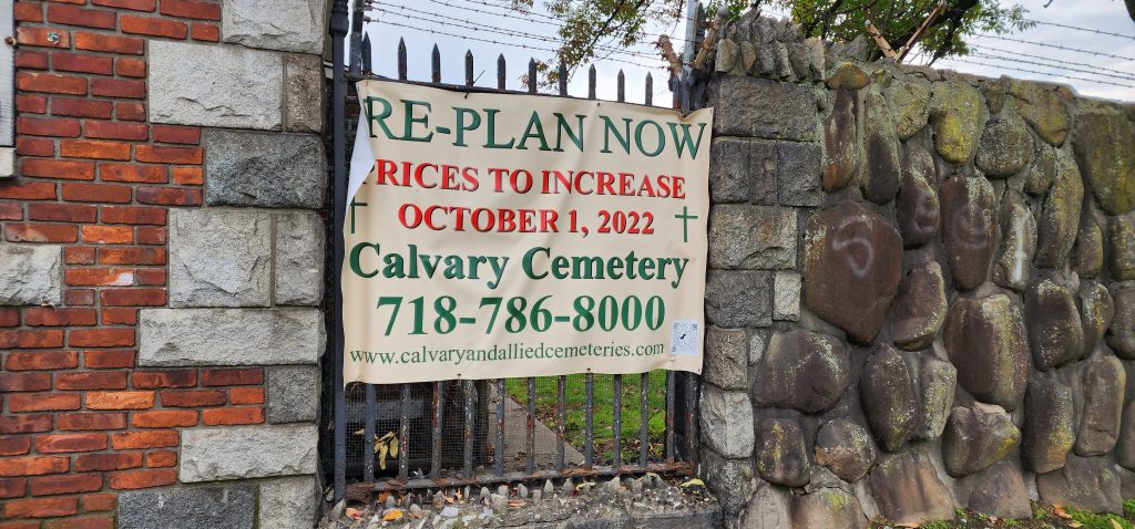 Calvary Cemetery: Prices Increased October 1, 2022